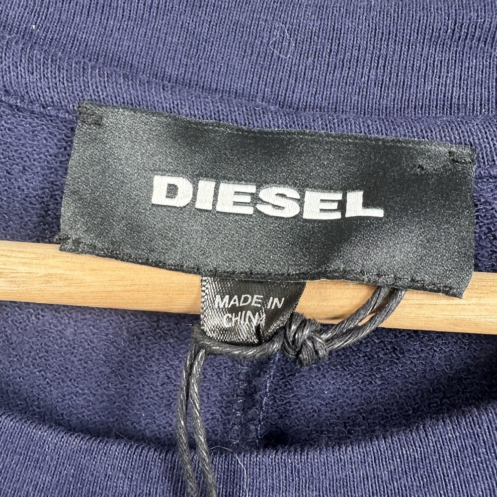 Diesel Sweater Mens XL Blue S-Dant-Klark Cotton Crewneck Logo NWT - Picture 3 of 16